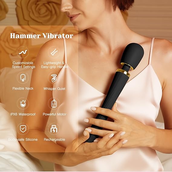 Tracy's Dog Vibrator for Women - Cordless Full-Body Wand Massager, Clit Stimulator with 5 Modes & 3 Speeds, Quiet, Waterproof & Rechargeable, Adult Sex Toys for Solo & Couple Sex Games Play, Hammer - Image 2