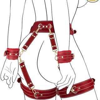 UTIMI Sex Bondage BDSM Kit Restraints 6PCS Sets with Adjustable Handcuffs Ankle Cuff Thigh Cuffs Blindfold Cross Strap Waist Strap Adult SM Games Sex Toys for Men Women and Couples